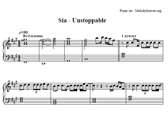 Sia Unstoppable Sheet Music - Epic Sheet Music