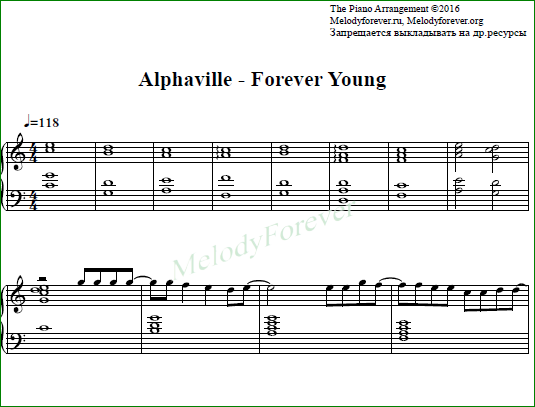 Alphaville - Forever Young Ð�Ð¾Ñ‚Ñ‹ Ð´Ð»Ñ� Ñ„Ð¾Ñ€Ñ‚ÐµÐ¿Ð¸Ð°Ð½Ð¾. 