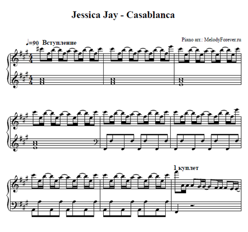 Песня касабланка mp3. Jessica Jay Casablanca. Jessica Jay Касабланка. Касабланка Ноты. Jessica Jay - Casablanca Ноты.