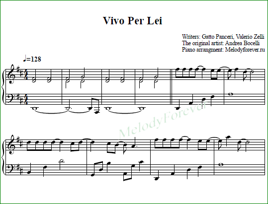 Vivo per lei зайцева. Vivo per Lei Ноты для фортепиано. Andrea Bocelli Ноты. Vivo per Lei Ноты. Андреа Ноты для фортепиано.